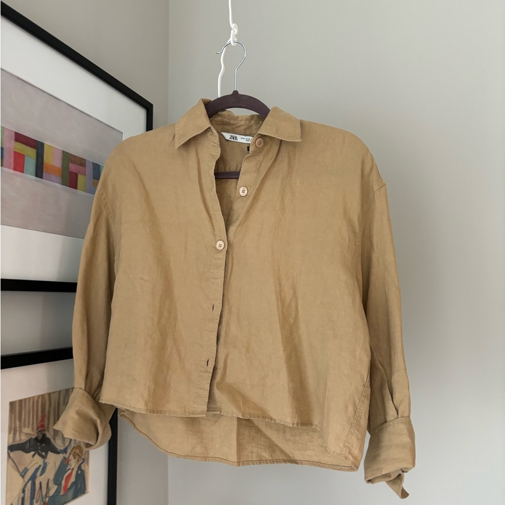 Cropped ZARA linen shirt